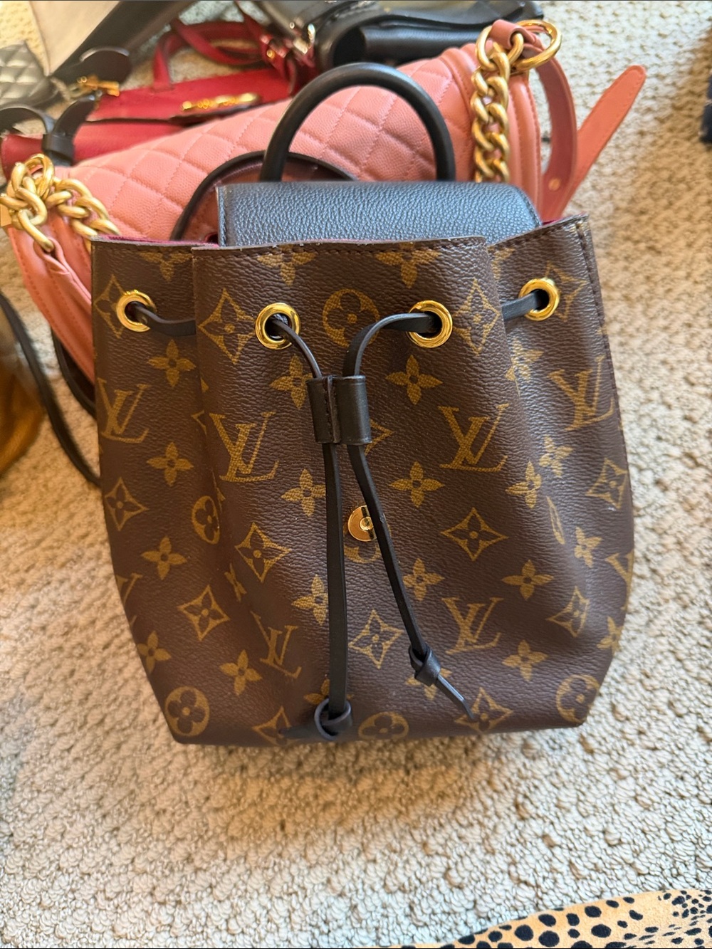 Louis Vuitton Monogram Small Drawstring Backpack in Brown and Black - Picture 8 of 11